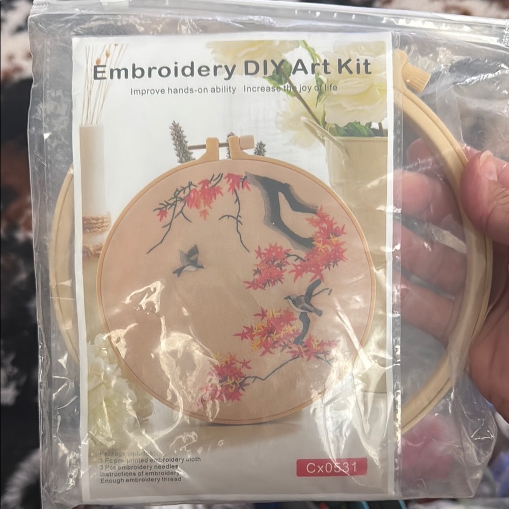 Embroidery DIY Art Kit Vibrant Red and Orange Art